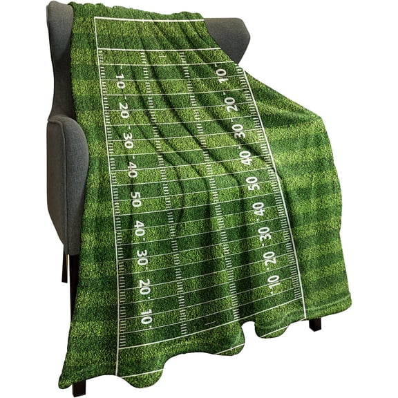 Sports Fleece Blanket 50" x 60" American Football Field Green Lawn Popular Sports Game Team Competition Vivid Lightweight Fuzzy Cozy Soft Warm Throw for Man Boy Teen, Air Conditioning