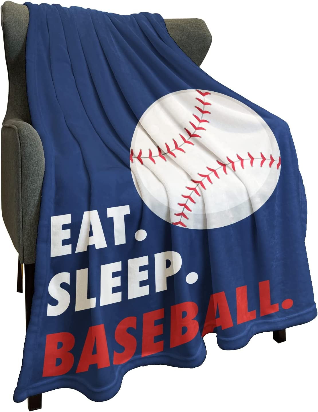 Sports Fleece Blanket 50" x 60" Eat Sleep Baseball Navy Blue
