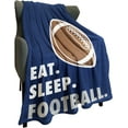 thumbnail image 1 of Sports Fleece Blanket 60" x 80" Eat Sleep Football Navy Blue Lightweight Fuzzy Cozy Soft Warm Throw for Man Boy Teen, Air Conditioning, 1 of 6