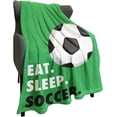 thumbnail image 1 of Sports Fleece Blanket 60" x 80" Eat Sleep Soccer Green Lightweight Fuzzy Cozy Soft Warm Throw for Man Boy Teen, Air Conditioning, 1 of 6