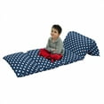 thumbnail image 1 of Sports Floor Pillow Lounger Cover, Baseball Patterns on Vertical Striped Background Stars Design, Nap Mat Printed Fabric Case for 5 Pillows, 88" x 36", Night Blue Red White, by Ambesonne, 1 of 5