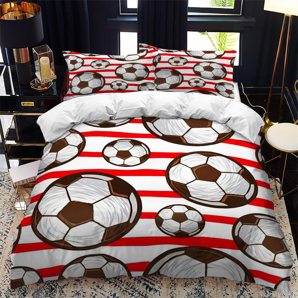 Sports Football Bedding Sets Twin Size 3PCS Football Soccer Boys Quilt