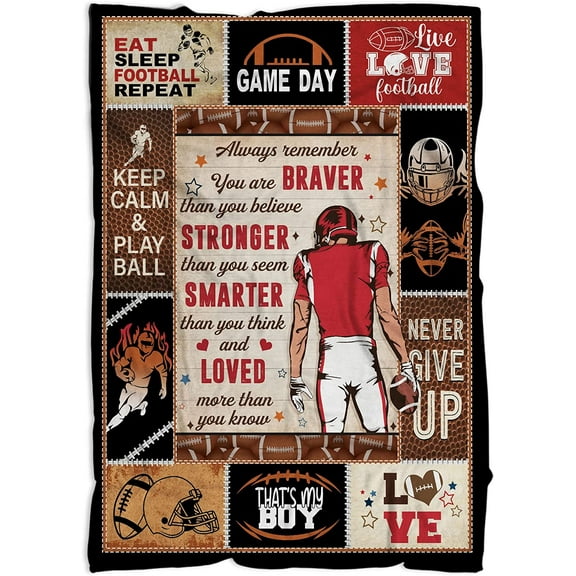 Sports Football Blanket for Boy Kid Men, Son Blanket Present from Mom & Dad, to My Son Throw Blanket for Couch Bed, College Graduation Gift for Son, Birthday Gift for Football Fans Player
