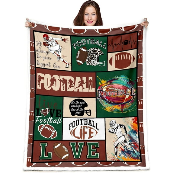 Sports Football Blanket,Football Gifts,Football Lover Themed,Fleece Plush Blankets for Men,Son,Teacher for Birthday,American Football Cozy Throw Blanket for Bed Couch,American Football (50"x60")