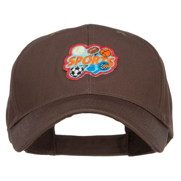 Sports Fun Patched Low Cotton Cap - Brown OSFM