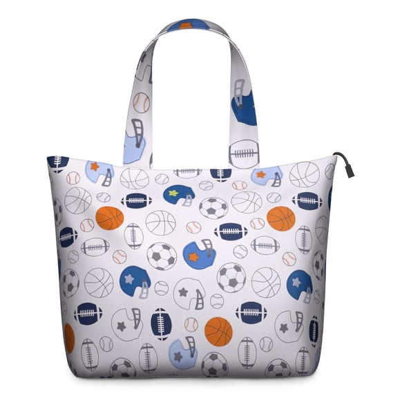 Sports Game Inspired Weekender Bag with Softball Baseball Prints Multipurpose Travel Tote Bag with Adjustable Strap for Boys Teens