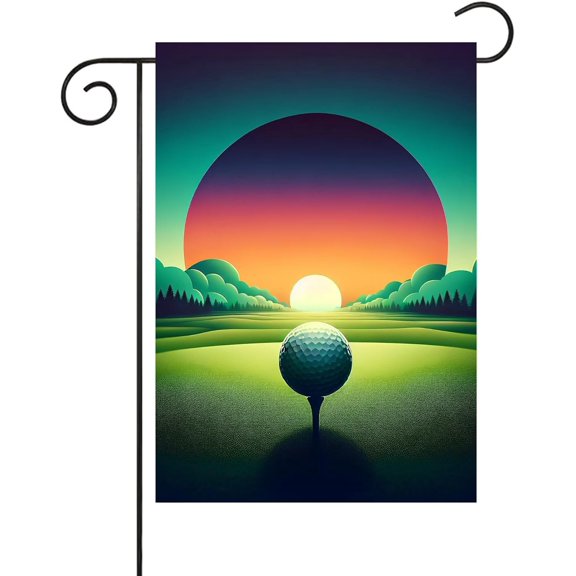 Sports Golf Ball Course Sunrise Mountain Landscape Garden Flag 12x18 Inch Small Vertical Double Sided Seasonal Outside Decor for Farmhouse Yard