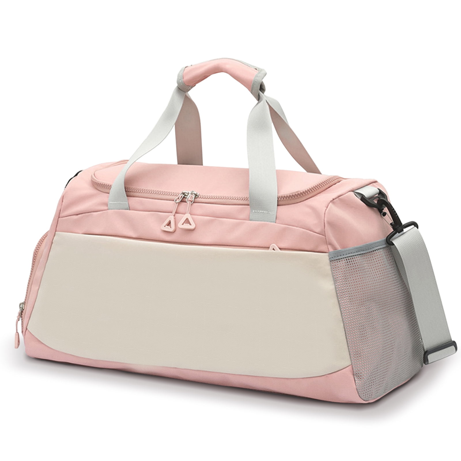 Sports Gym Bag with Wet Pocket & Shoe Compartment, Waterproof Travel Duffel Bags for Women Men, Weekender Carry on Overnight Tote Workout Bag for Yoga Swimming Hospital (Pink)