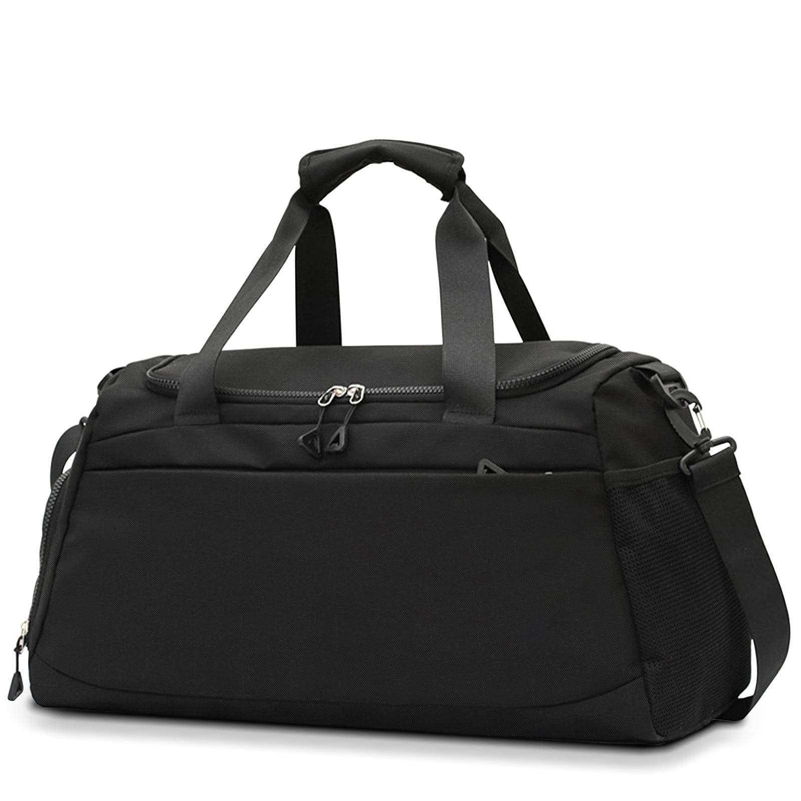 Sports Gym Bag with Wet Pocket & Shoe Compartment, Waterproof Travel Duffel Bags for Women Men, Weekender Carry on Overnight Tote Workout Bag for Yoga Swimming Hospital (Black)