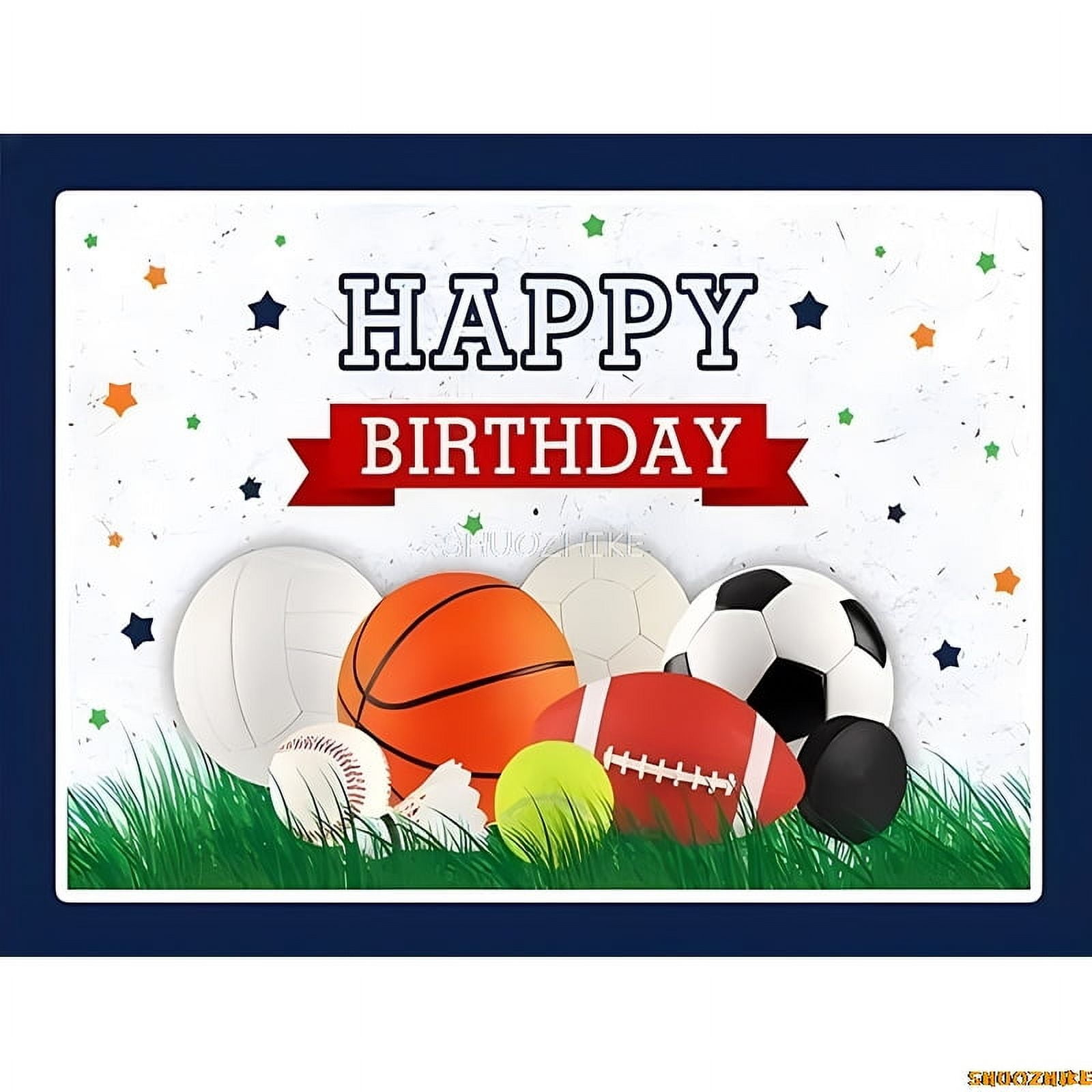 Baseball Sports Round Birthday Backdrop For Boy