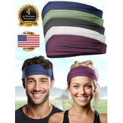Sports Headband (5 PK) Sweatband for Men & Women for Yoga, Workout, Gym by VWS