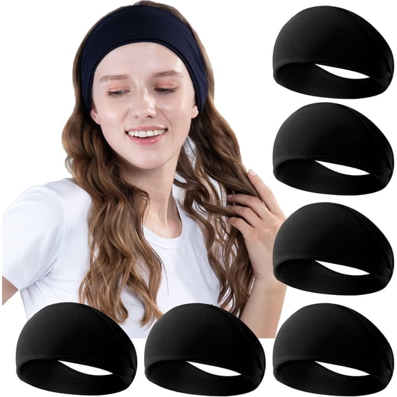Sports Headband (6 PK) Sweatband for Men & Women for Yoga, Workout