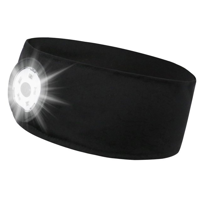 Sports Headband with LED Light, Peatop Black Acrylic Rechargeable