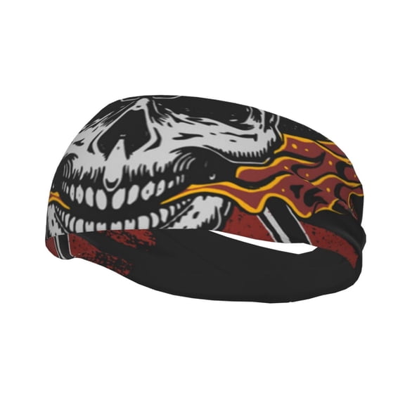 Sports Headbands Sweat Absorbing Breathable Hair Head Bands for Running Fitness Gym, American Fire Fighter Skull