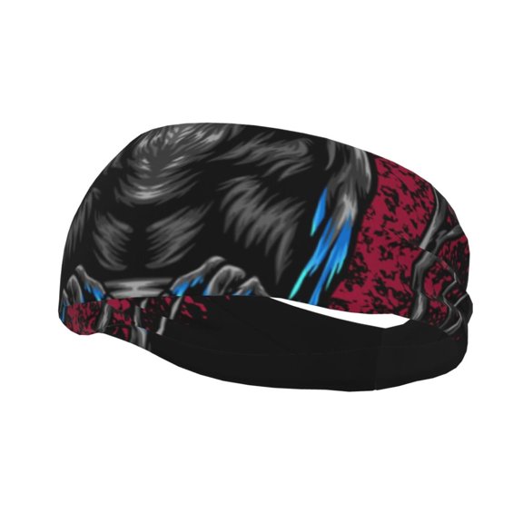 Sports Headbands Sweat Absorbing Breathable Hair Head Bands for Running Fitness Gym, Crow And Flowers Raven Gothic