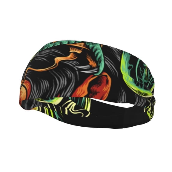 Sports Headbands Sweat Absorbing Breathable Hair Head Bands for Running Fitness Gym, Devil Snake Demon Japanese