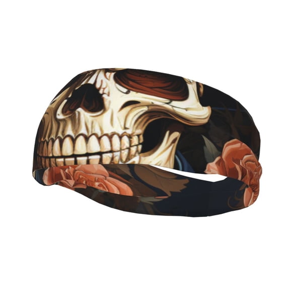 Sports Headbands Sweat Absorbing Breathable Hair Head Bands for Running Fitness Gym, Gangster Death Skull Gothic Art