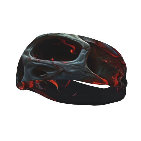 Sports Headbands Sweat Absorbing Breathable Hair Head Bands for Running Fitness Gym, Ghost Fire Skull Burning Roses