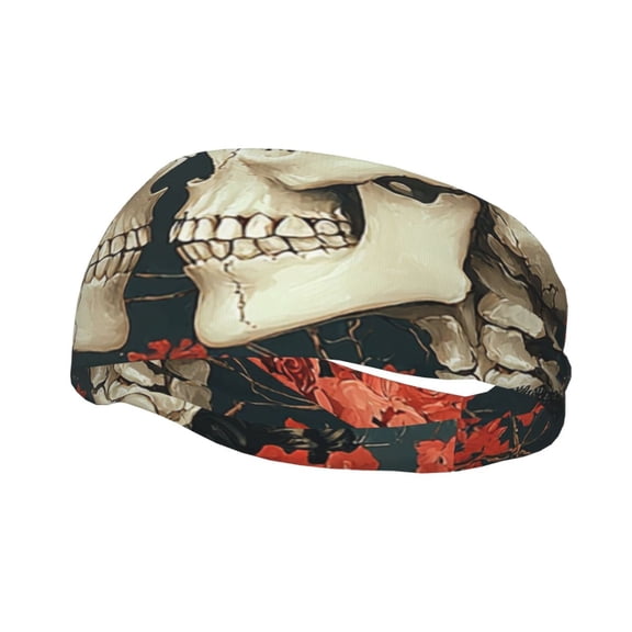 Sports Headbands Sweat Absorbing Breathable Hair Head Bands for Running Fitness Gym, Gothic Skull Couple