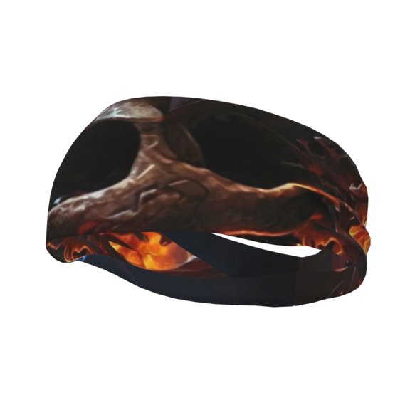 Sports Headbands Sweat Absorbing Breathable Hair Head Bands for Running Fitness Gym, Gothic Skull On Fire Death Cool