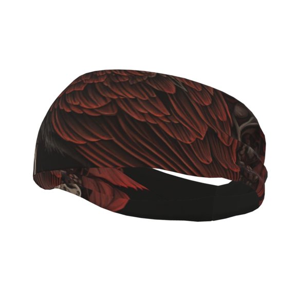 Sports Headbands Sweat Absorbing Breathable Hair Head Bands for Running Fitness Gym, Retro Skulls Roses Raven