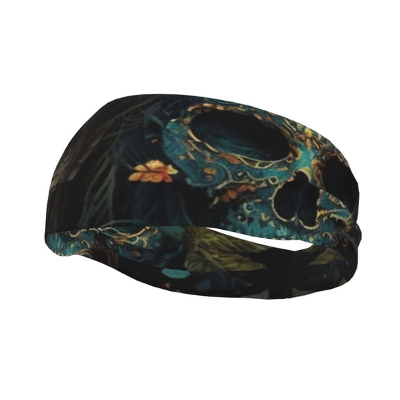 Sports Headbands Sweat Absorbing Breathable Hair Head Bands for Running Fitness Gym, Skulls Gothic Day Of The Dead Skull Lovers