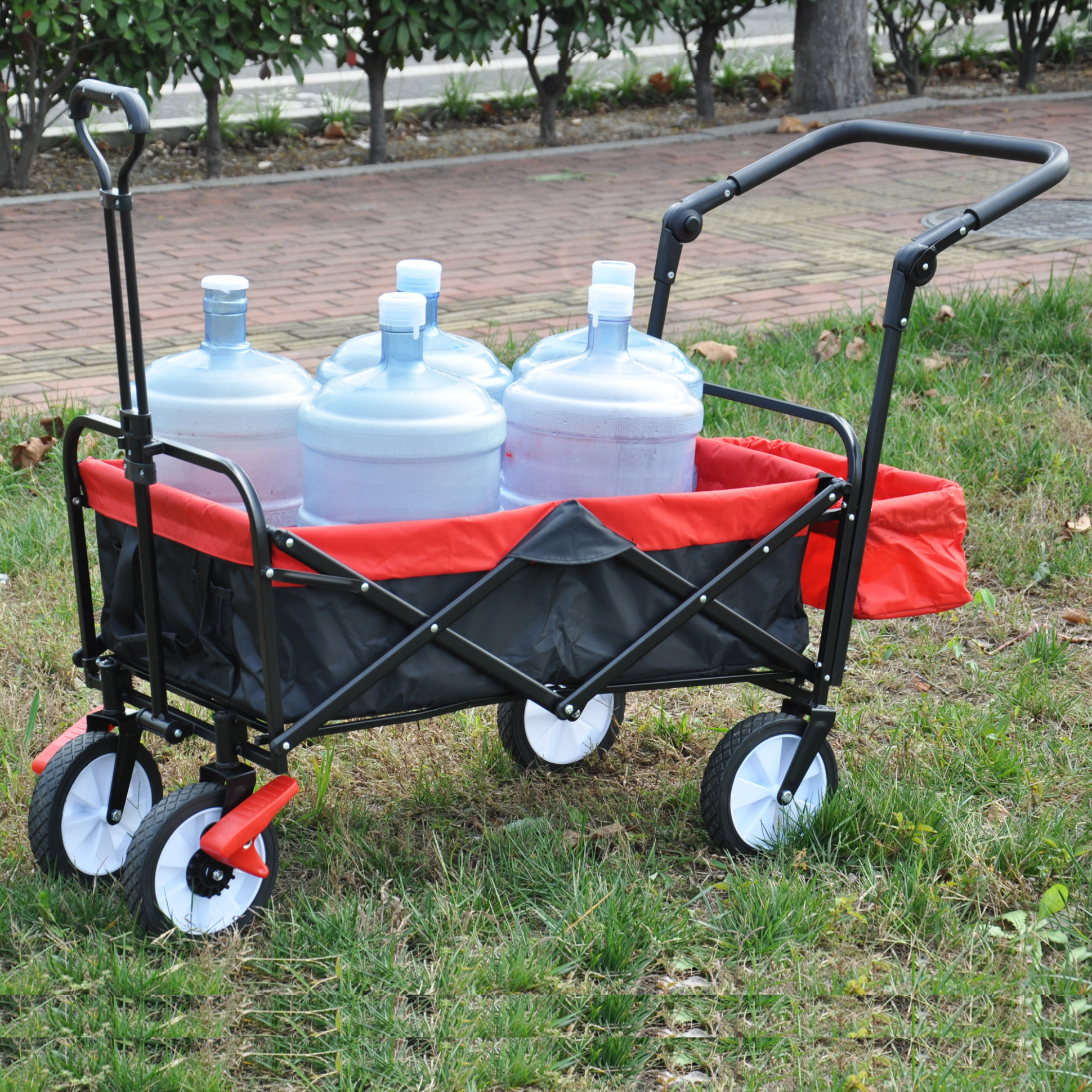 Ffe Carts Sports Heavy Duty Collapsible Folding Wagon Cart,front wheels with ...
