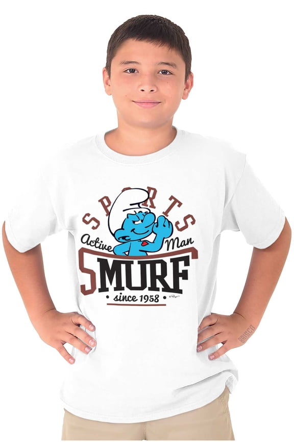 Sports Hefty Smurf Active Man Cartoon Boys Kids T Shirt Tees Tops Teen Brisco Brands S