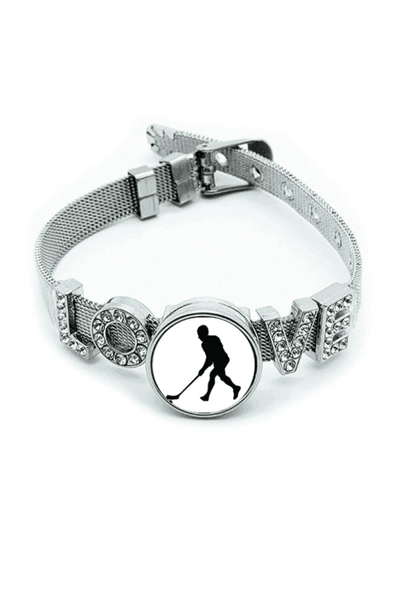 Sports Hockey Running Physical Education Bracelet Wristband Crystal Love Adjustable Bangle