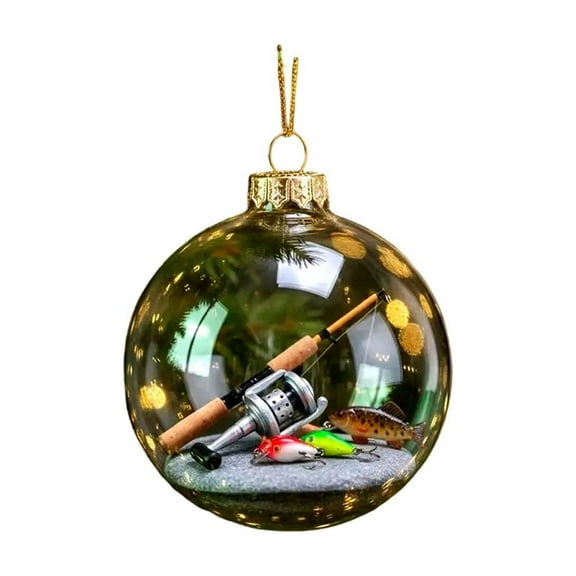 Sports Holiday Ornament, Christmas Hobbies Themed Decorations, Personalized Ball Ornament with Hanging Loop, Fishing, fishing rod, 3.15 Inches (Fishing)