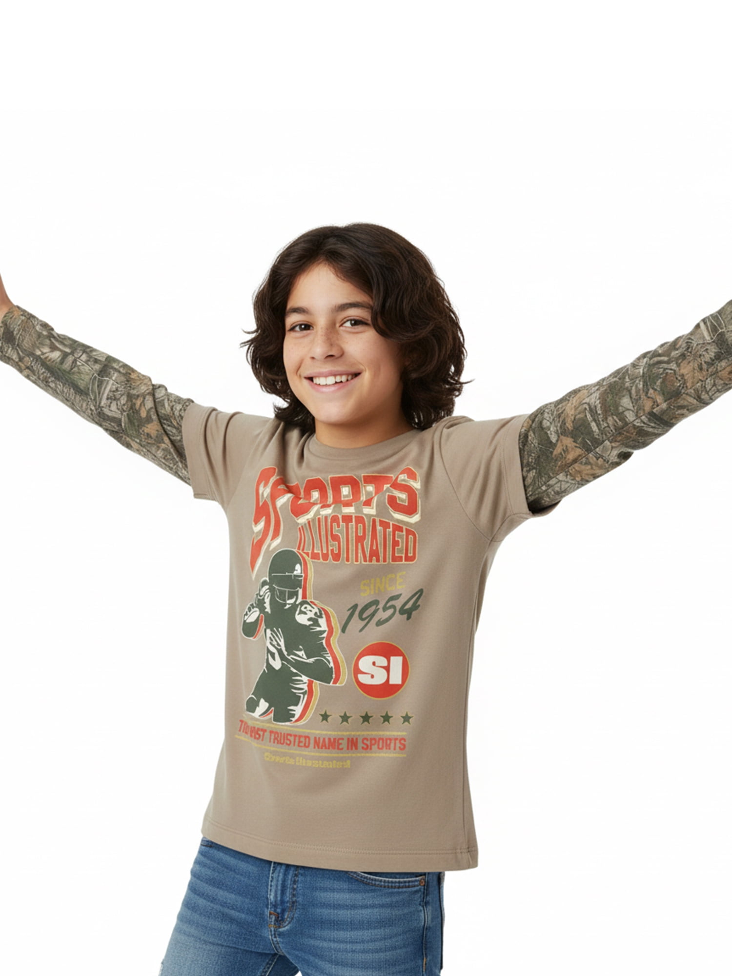 Sports Illustrated, Boys' Graphic Waffle Knit Long Sleeve 2Fer, Sizes 4-18