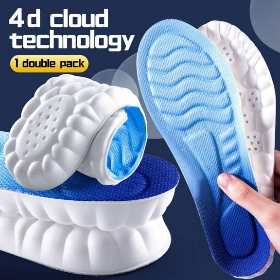 Sports Insoles for Shoes Women Men PU Sole Soft Breathable 4D Shock Absorption Cushion Running Orthopedic Care Insoles for Feet