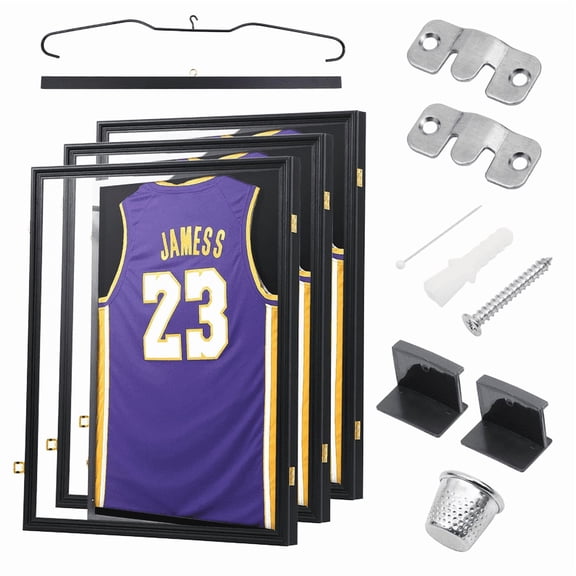 Sports Jersey Display Case, Large Lockable Shadow Box with 98% UV Protection for Baseball, Basketball, Football, Soccer, and Hockey Jerseys (3 Pack)
