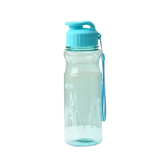 Sports Jug, Large Capacity Food Grade Portable Fitness Water Bottle Transparent Flip Top Leakproof Lid Lanyard Loop Outdoor Gym Workout Hiking Cycling Running Gear Blue