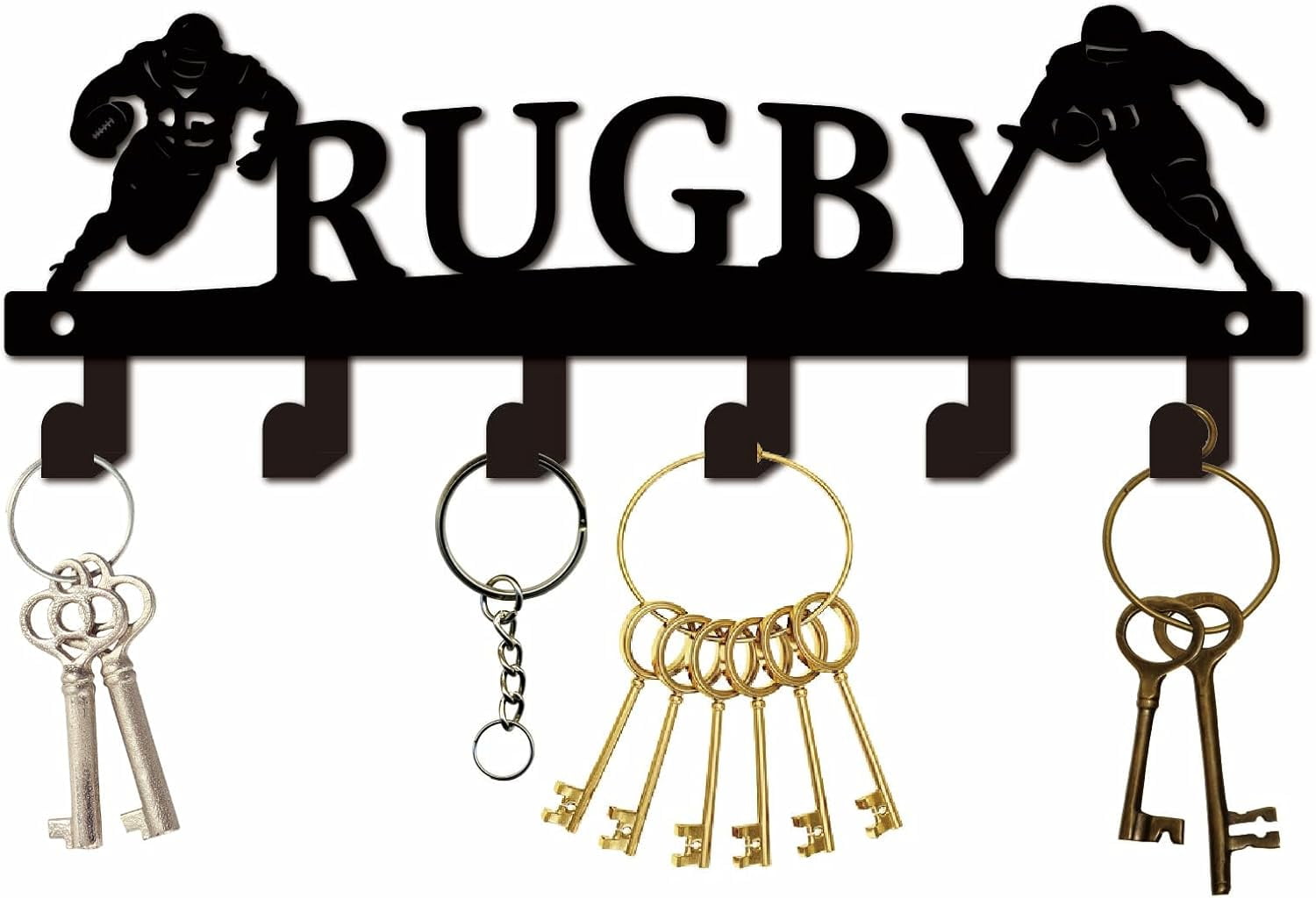 Sports Key Rack Decorative Coat Rack Wall Mount Rugby Black Metal Towel ...