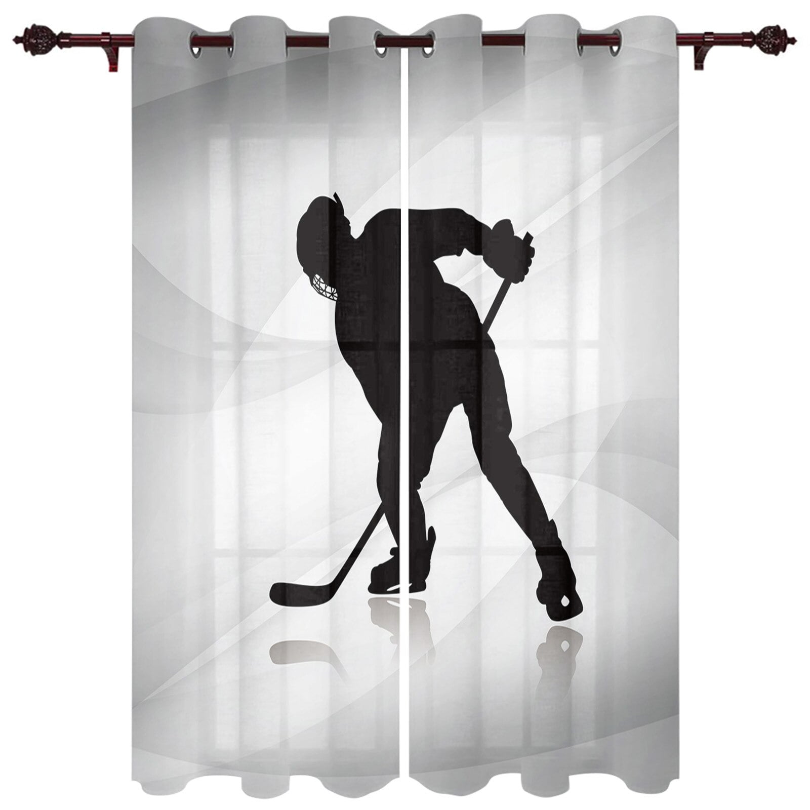Sports Kitchen Curtains Men's Basketball Sports Theme Curtains for