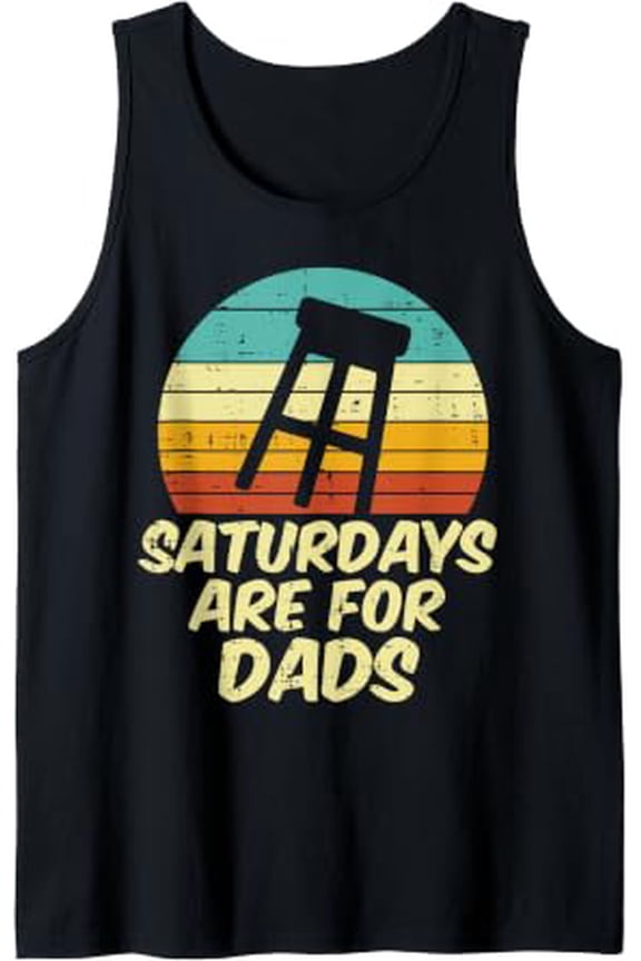 Sports Lounge Saturdays Are For Dads Retro Fathers Day Daddy Papa Tank Top Size S-3XL