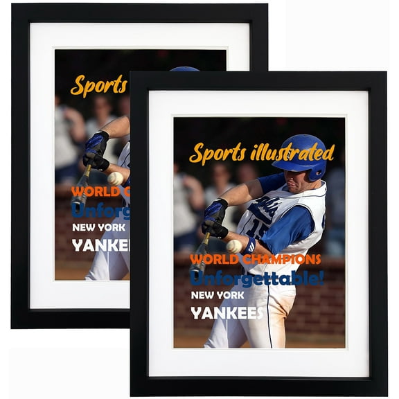 Sports Magazine Frame, 2 Pack,Displays Magazines Measuring 8.5 x 11.25 or 8.25 x 11 inches with Double White Matting
