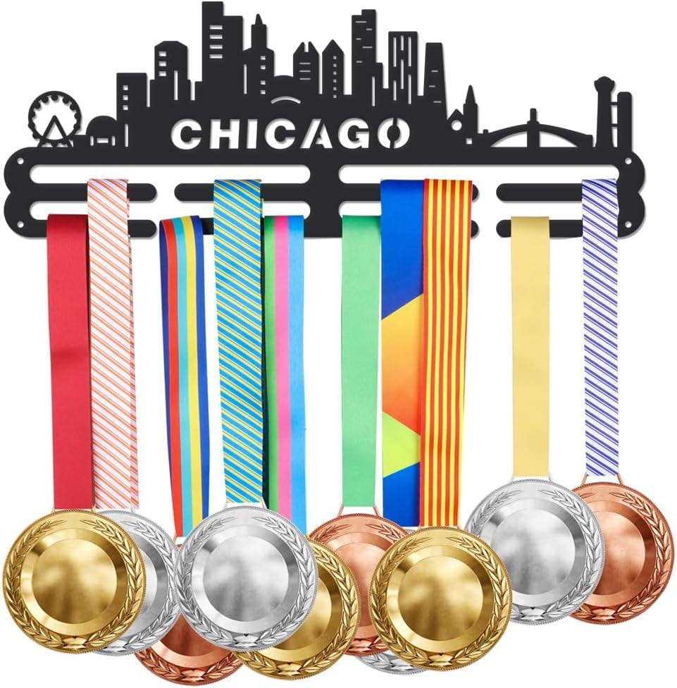 Sports Medal Hanger Display Chicago Medal Hook Medal Hangers Cityscape ...