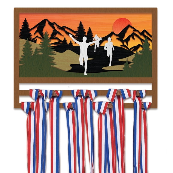 Sports Medal Hanger Display Medal Hanger Medal Holder Display Award Wood Medal Organizer Lanyard Ribbon Display Holder Rack Wall Mounted Race Medal