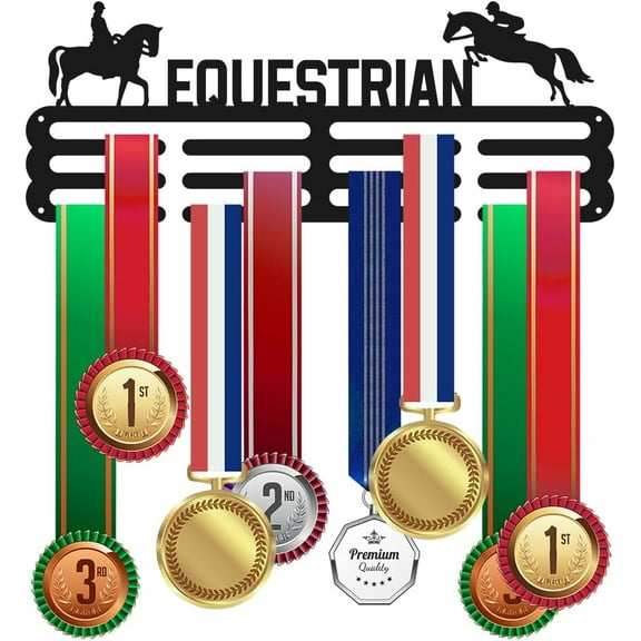 Sports Medal Hanger Holder Display Rack for Awards Ribbons Horse Riding Wall Mount Shelf Hanging Storage Metal