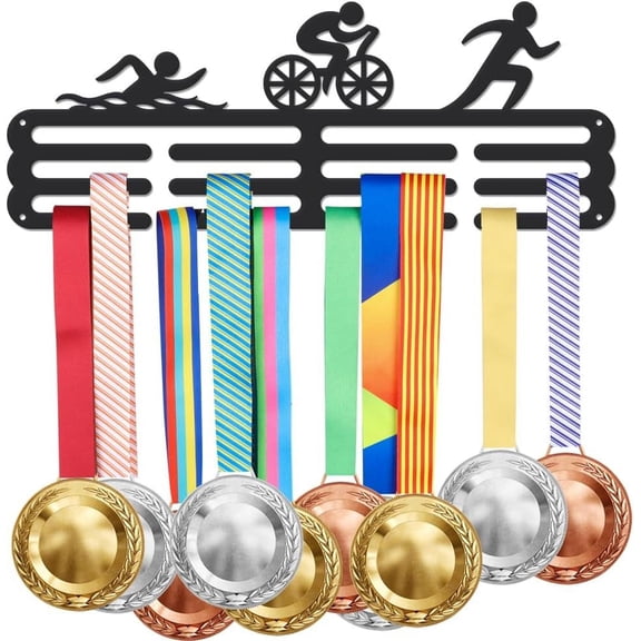 Sports Medal Hanger Personalized Medal Holder Metal Wall Mounted Ribbon Display Holder Rack Medal Wall Hanger Metal Athlete Race Award Hanger for Wall Mount Black DIY