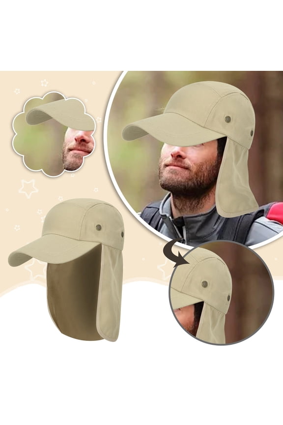 Sports Men's Wide Brim Sun Cap for Outdoor Activities with Neck Guard Lightweight Breathable Headwear for Fishing and Hiking