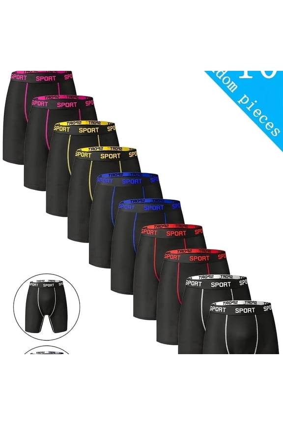 Sports Mens Boxer Briefs Active Performance Breathable Underwear for Men, 10-Pack
