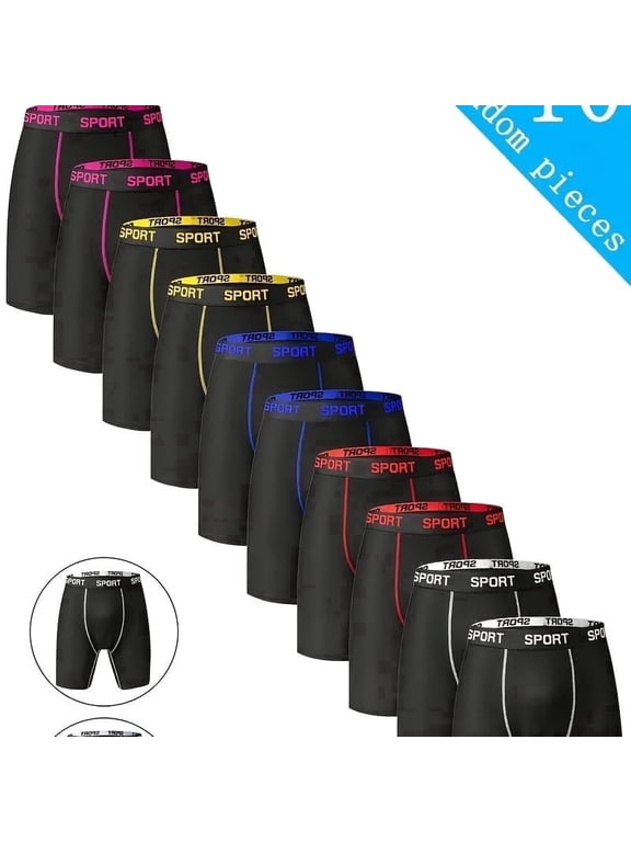 Sports Mens Boxer Briefs Active Performance Breathable Underwear for Men, 10-Pack