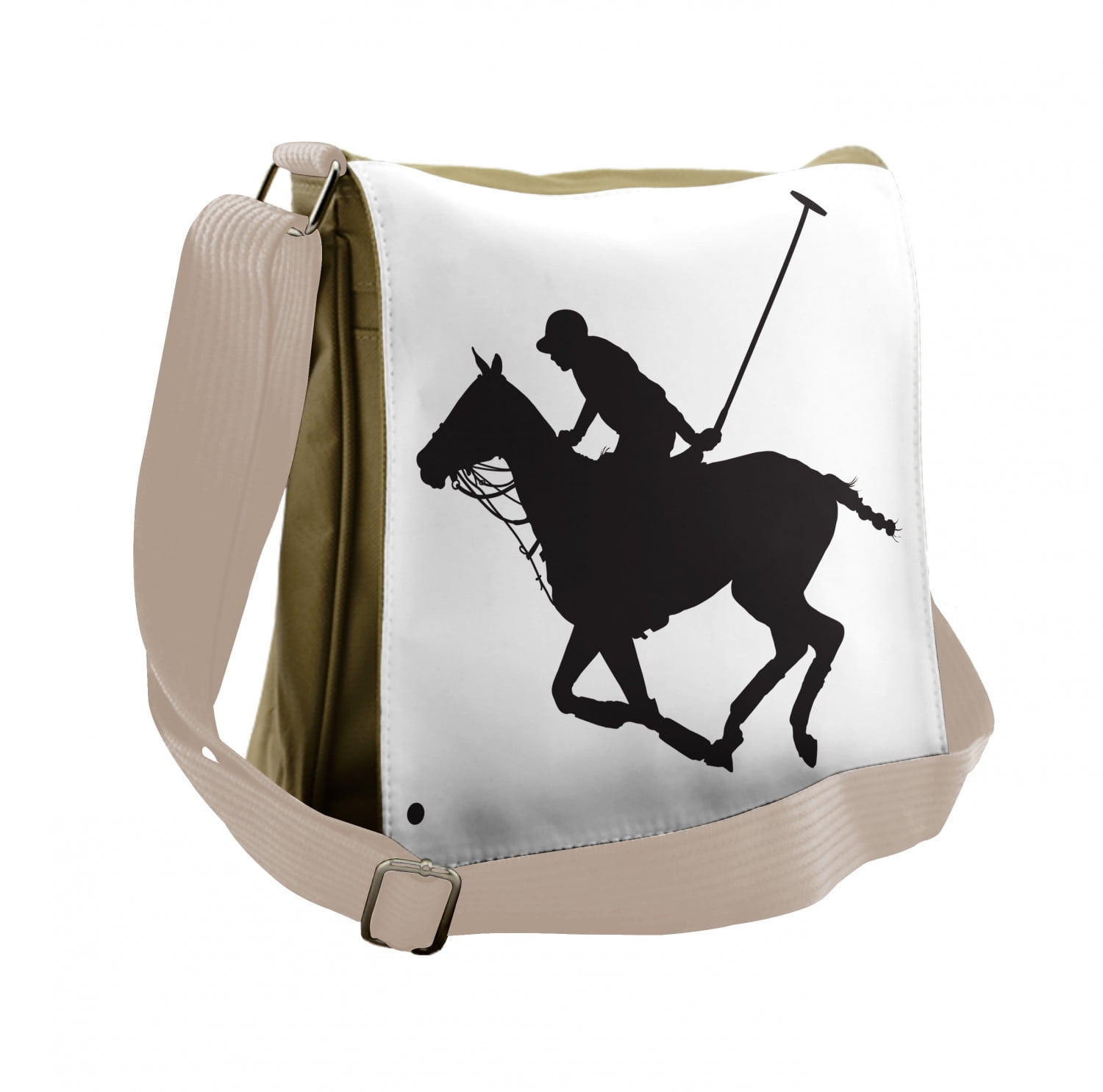 Sports Messenger Bag, Polo Player Horse Silhouette, Unisex Cross