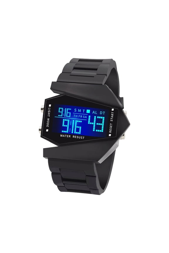 Sports Military Watches Digital Airplane Shaped LED Light Waterproof Watches Multifunction Date Display Silicone Strap Unisex Wristwatch