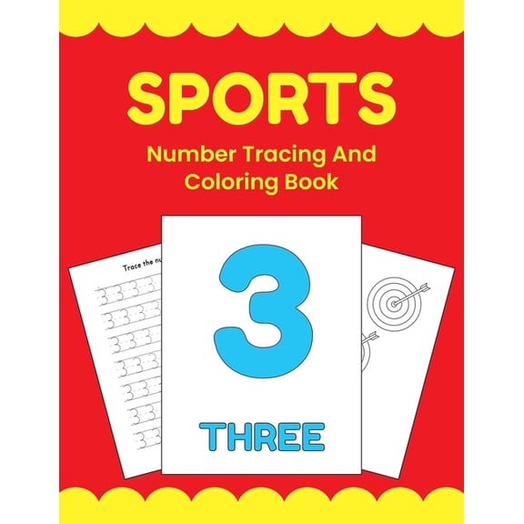 Sports Number Tracing And Coloring Book: Number Writing Practice 1-20, (Paperback)