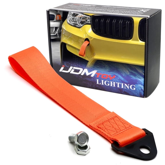 Sports Orange Yellow Appearance Racing Style Nylon Tow Strap Universal Fit For Front or Rear Bumper