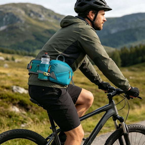 Sports & Outdoors Hiking Waist Pack with Water Bottle Holder Adjustable Multi-Pocket Fanny Pack Lightweight Running Hydration Belt Water Resistant Belt Bag for Running Cycling Outdoor Sports